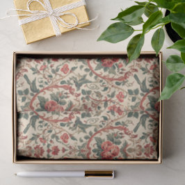 Papier Mousseline Vintage Rose & Bird Pattern Romantic Art Nouveau