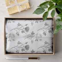 Vintage Rose Line Art Botanical Pattern in Black
