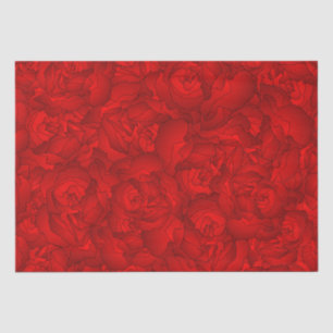 Papier Mousseline Vintage Rouge Floral Art