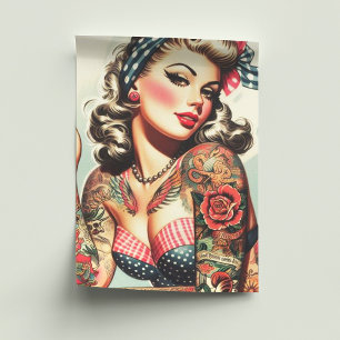 Papier Mousseline Vintage Tattoo Old School Pin-up