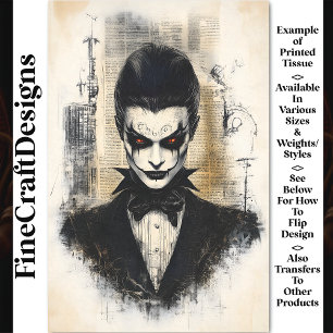 Papier Mousseline Vintage Victorien Diable Vampire BB9 Découpage