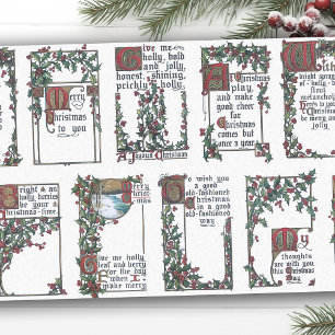 Papier Mousseline Vintage voeux de Noël avec Holly Borders