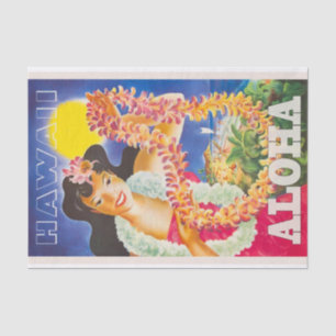 Papier Mousseline Vintage voyage Hawaii, Aloha