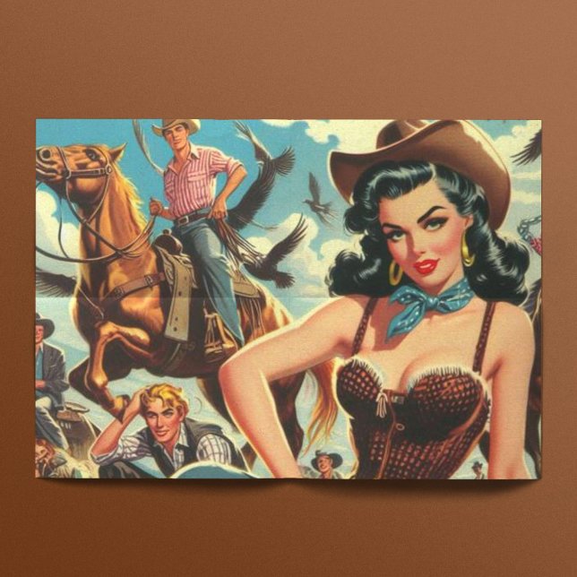Papier Mousseline Vintage Western Country Girl (Créateur téléchargé)