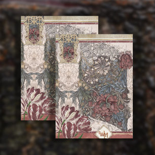 Papier Mousseline Vintage William Morris Burgundy Collage Découpage