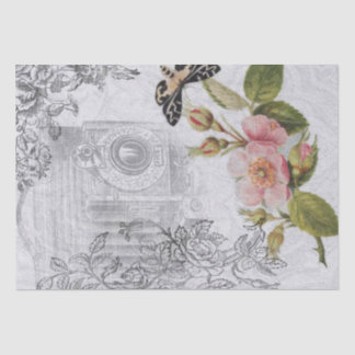 Papier Mousseline Vintages illustrations et fleurs Shabby Chic