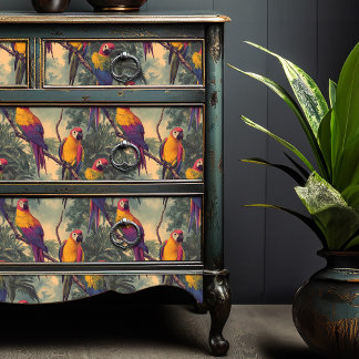 Papier Mousseline Vintages perroquets tropicaux Victoriens Upcyclism