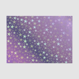Papier Mousseline violet+argent, brillant, brillant, étoile, couleur