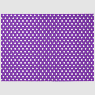 Papier Mousseline Violet foncé avec Pois blancs