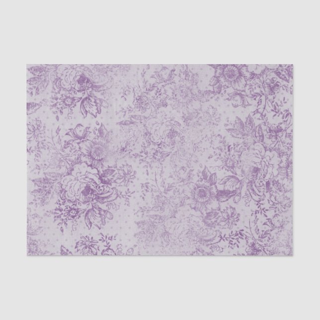 Papier Mousseline violet rustique, chic shabby, fleurs de lavande pâ (Recto)