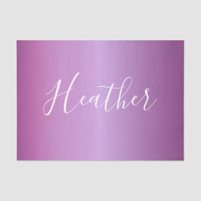 Papier Mousseline Violet violet et script blanc personnalisé (Recto)