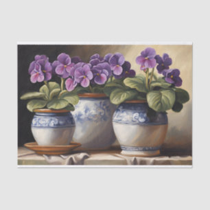 Papier Mousseline Violet violet Plantes africains dans les pots