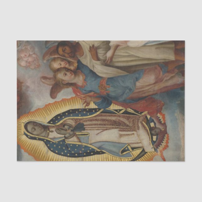 Papier Mousseline Virgen de Guadalupe con Juan Diego, école mexicain (Recto)
