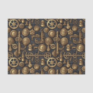 Papier Mousseline Vis à vapeur et engrenages motif