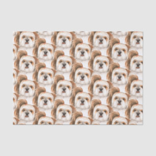 Papier Mousseline visage de chien mignon Shihtzu dessiné à la main