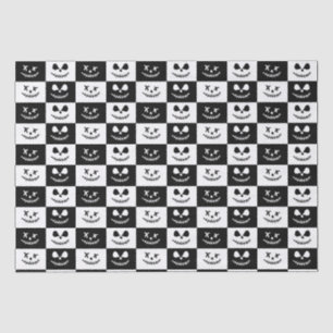 Papier Mousseline Visage éffrayant Halloween noir et blanc