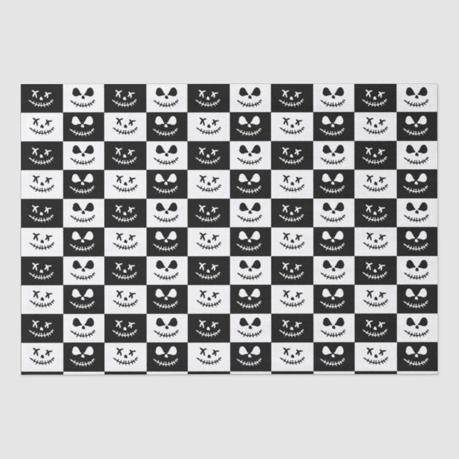 Papier Mousseline Visage éffrayant | Halloween noir et blanc (Recto)