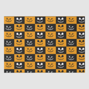 Papier Mousseline Visage éffrayant   Halloween noir et orange