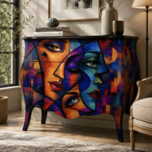 Visages abstraits cubistes radieux Découpage
