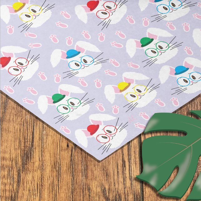 Papier Mousseline Visages de lapin et Empreintes de pattes Papier Ti (Créateur téléchargé)