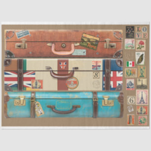 Papier Mousseline Vitrine vintage et autocollants de voyage