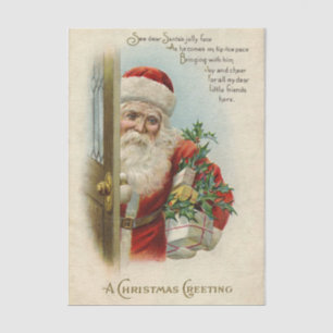 Papier Mousseline Vœux de Noël vintage Père Noël