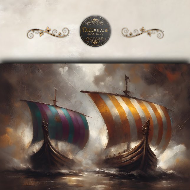 Papier Mousseline Voiles Viking rayées Découpage (Striped viking Sails Decoupage Tissue Paper)