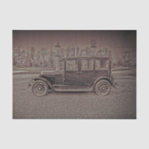 Papier Mousseline Voiture Classique Sépia Foncé Rustique Antique Vin