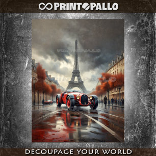 Papier Mousseline voiture de course sportive de 1920 avec la Tour Ei