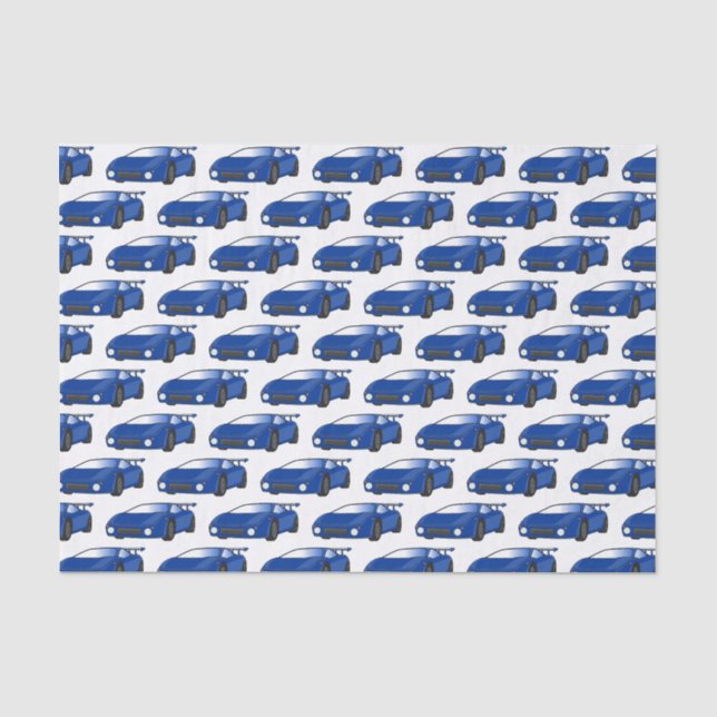 Papier Mousseline Voiture de sport bleue avec illustration airfos (Recto)