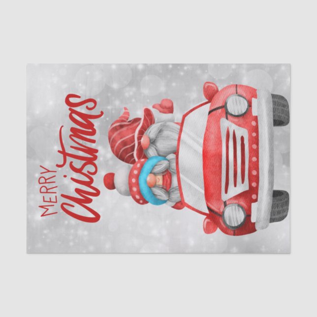 Papier Mousseline Voiture Gnome de Noël (Recto)