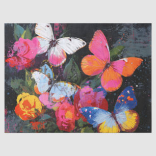 Papier Mousseline Vol de Papillon Abstrait Vibrant (10)