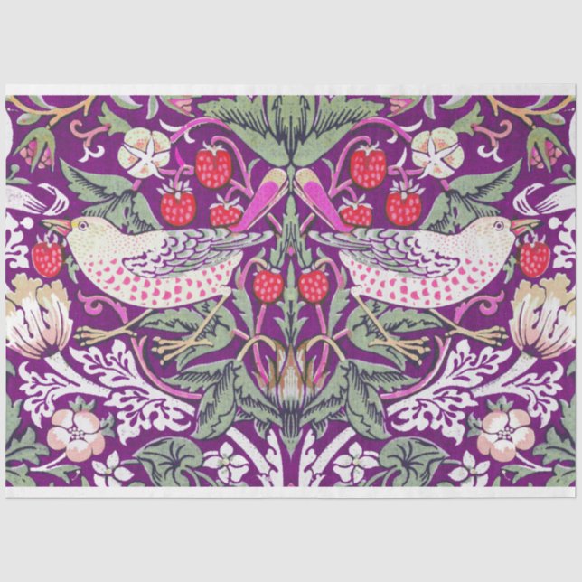 Papier Mousseline Voleur de fraise violet William Morris  (Recto)