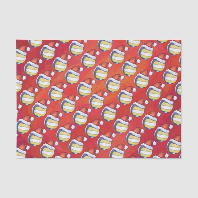 Papier Mousseline Volley-ball avec Casquette de Noël (Recto)