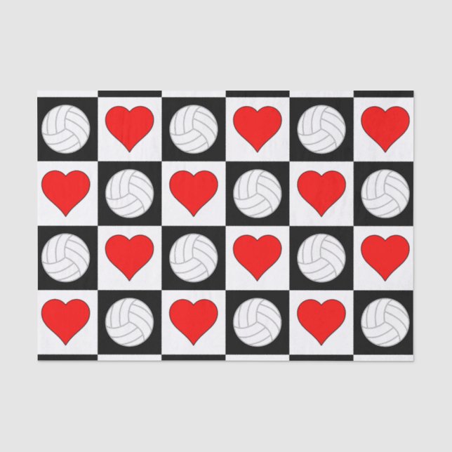 Papier Mousseline Volleyball Coeurs Amour Cadeau Enveloppement Papie (Recto)