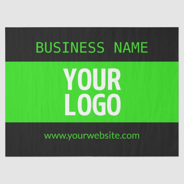 Papier Mousseline Votre logo ou image | Noir et vert brillant (Recto)