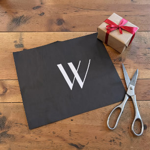 Papier Mousseline Votre monogramme en noir et blanc   
