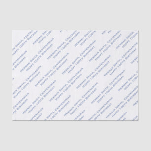 Papier Mousseline Votre Motif Texte Partout Imprimé Bleu/Blanc