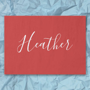 Papier Mousseline Votre script blanc personnalisé en rouge