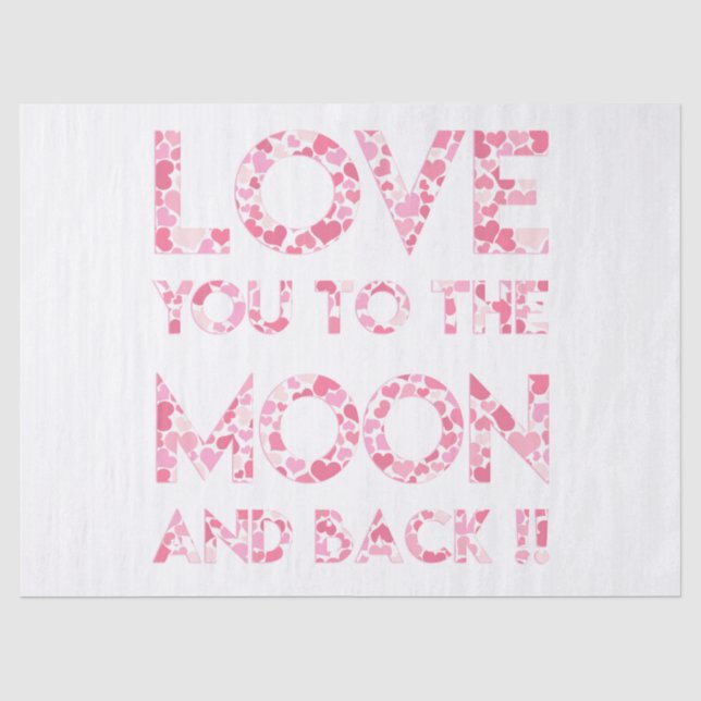 Papier Mousseline VOUS AIMER À LA LUNE - Coeurs roses Papier Tissu (Recto)