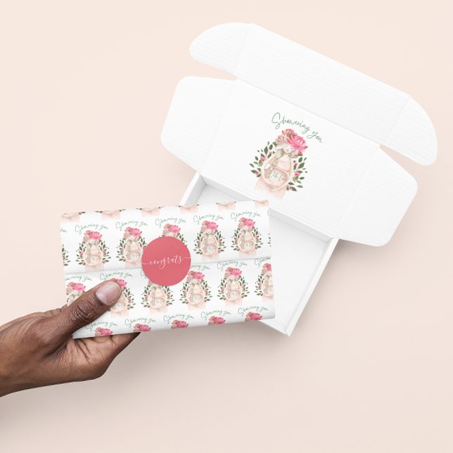 Papier Mousseline Vous Doucher Avec Du Papier Tissu Amoureux (Congratulate a special mommy to be with this watercolor, "Showering you with love" tissue paper! )