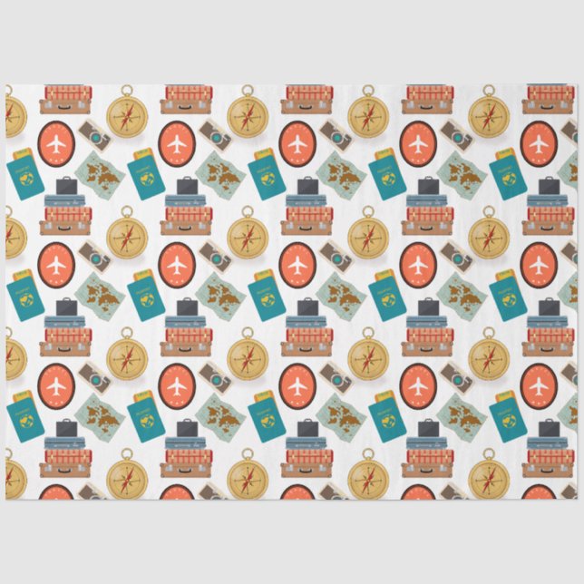 Papier Mousseline Voyage de vacances rétroactif Thème (Recto)