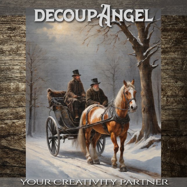 Papier Mousseline Voyage d'hiver par transport à cheval - Découpage (Créateur téléchargé)