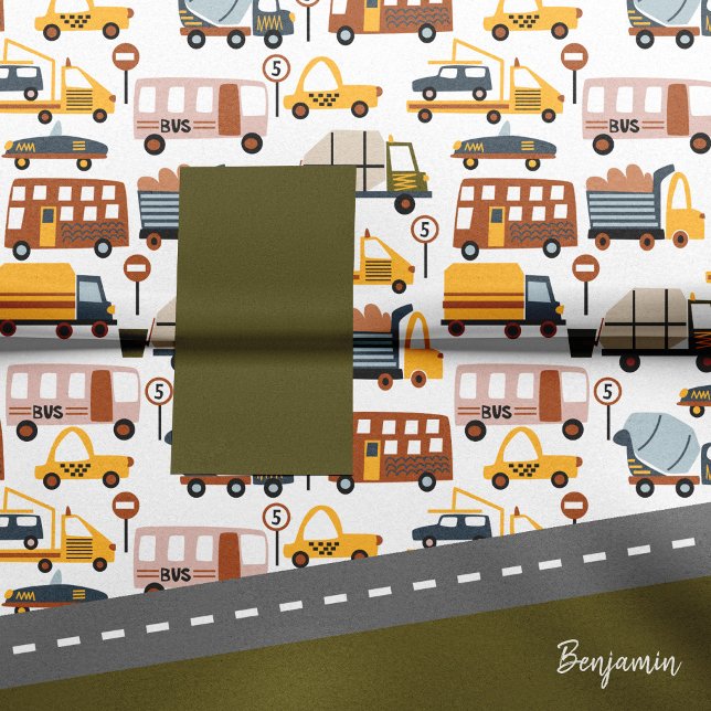 Papier Mousseline Vroom ! Vroom ! Voiture et transport Motif Garçon (Créateur téléchargé)