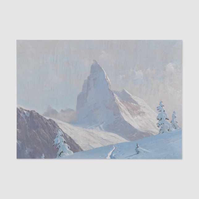 Papier Mousseline Vue du Cervin, Découpage hivernal (Recto)