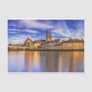 Papier Mousseline Vue pittoresque du fleuve Regensburg
