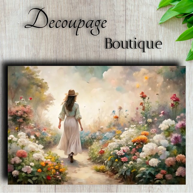 Papier Mousseline Wanderer de chemin de jardin - Découpage florale r (Garden Path Wanderer - Romantic Floral Decoupage Tissue Paper)