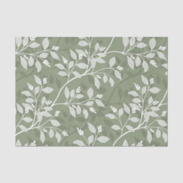 Papier Mousseline Wandering Leaves Elegant Sage Botanical Pattern 