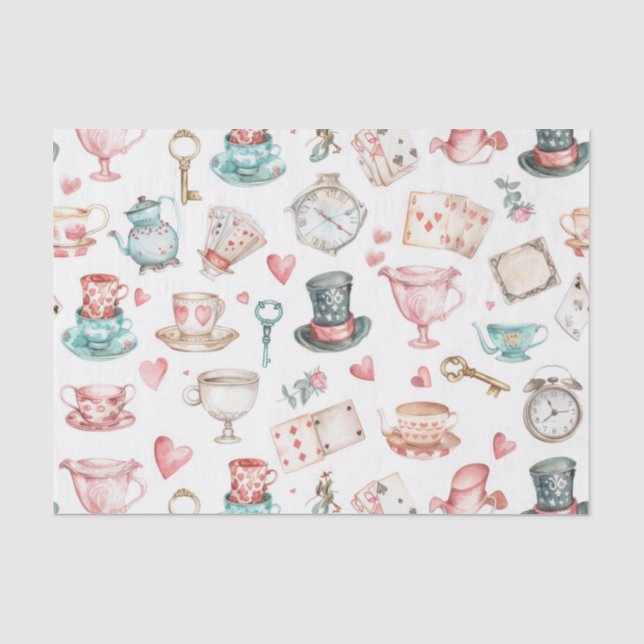 Papier Mousseline Watercolor Alice Pattern  (Recto)