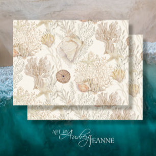 Papier Mousseline Watercolor Beach Corail de mer Starfish Shell Ocea